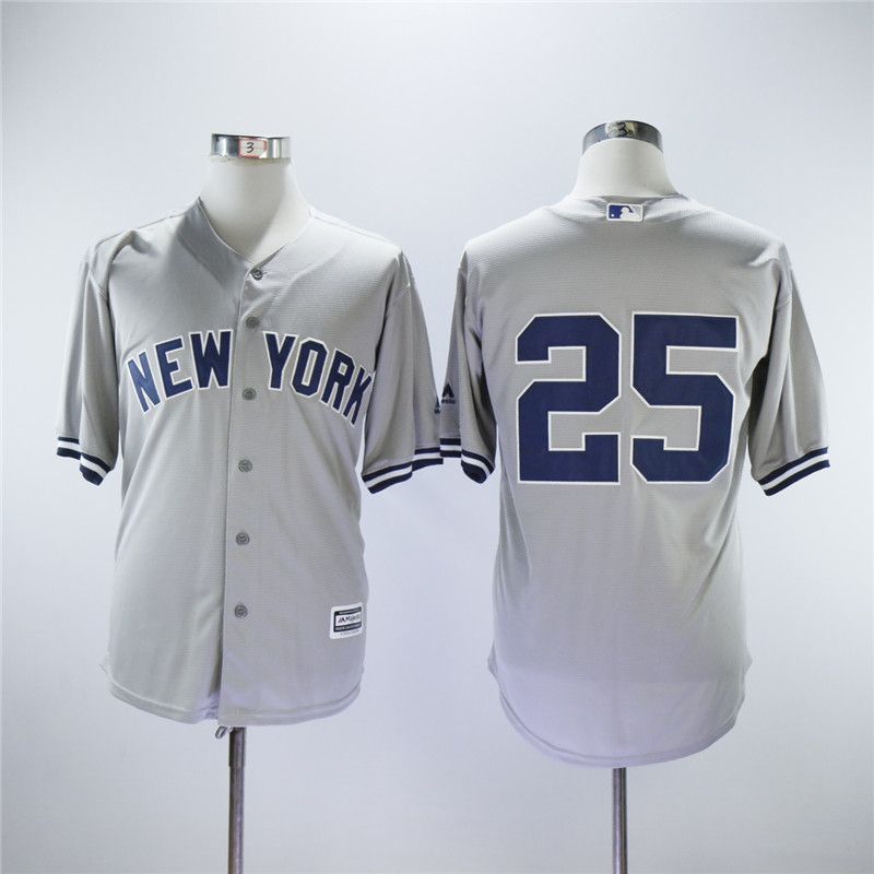 Men New York Yankees #25 No name Grey MLB Jerseys